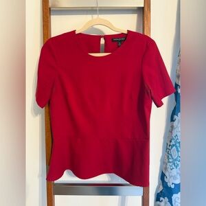 Banana Republic Red Peplum Short Sleeve Blouse